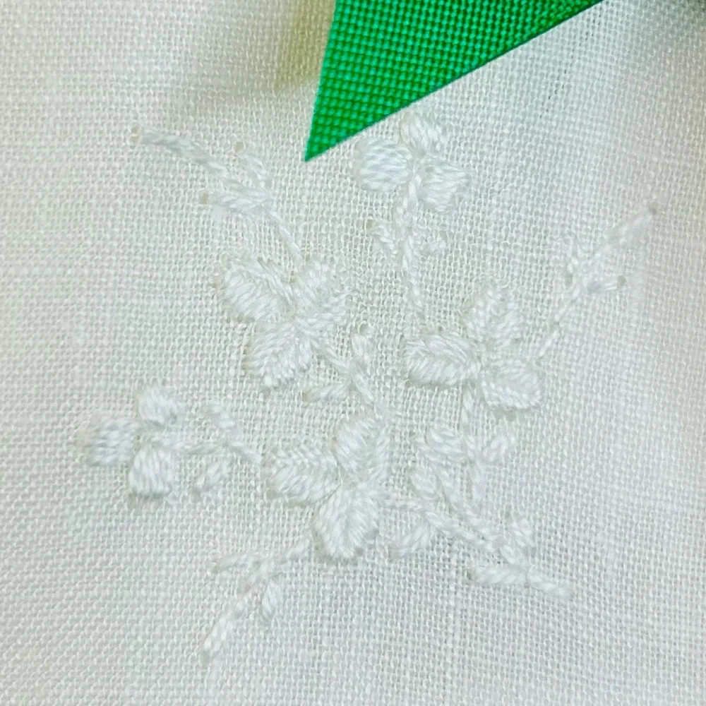 Vintage Irish Linen Embroidered White Handkerchief, New in Box - Picture 7 of 12